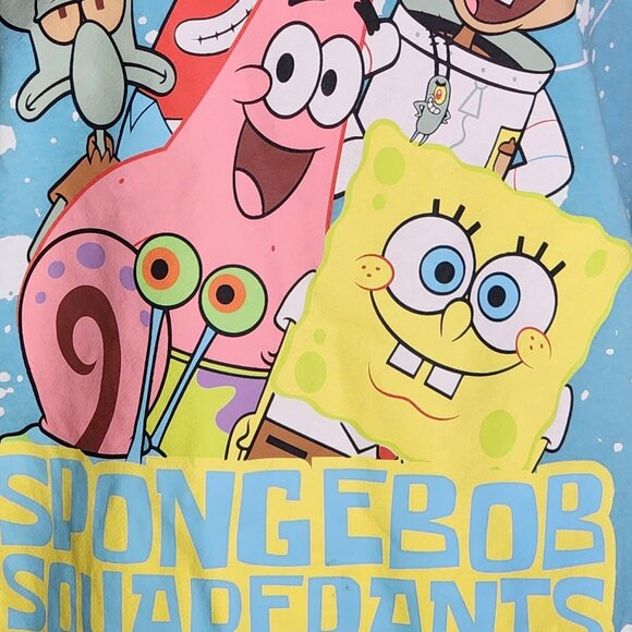 Nickelodeon Spongebob Blue White Snow Splatter Fleece Lined Crop Sweatshirt XXL - Picture 3 of 16